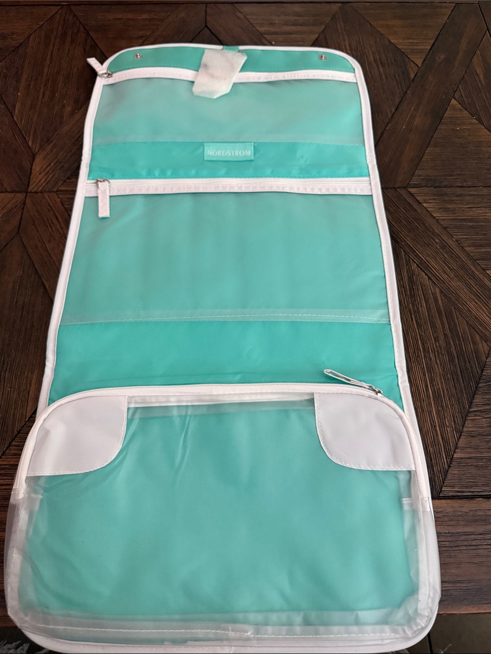Nordstrom Hanging Travel Organizer Toiletry Bag 3 Clear Zip Compartments NWOT